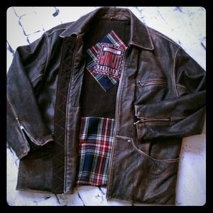 Authentic Winlit 1969 distressed leather coat Med